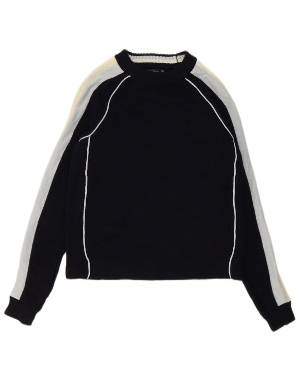 Zara Dame Boat Neck Jumper Sweater UK 14 Medium Navy Blue Colourblock