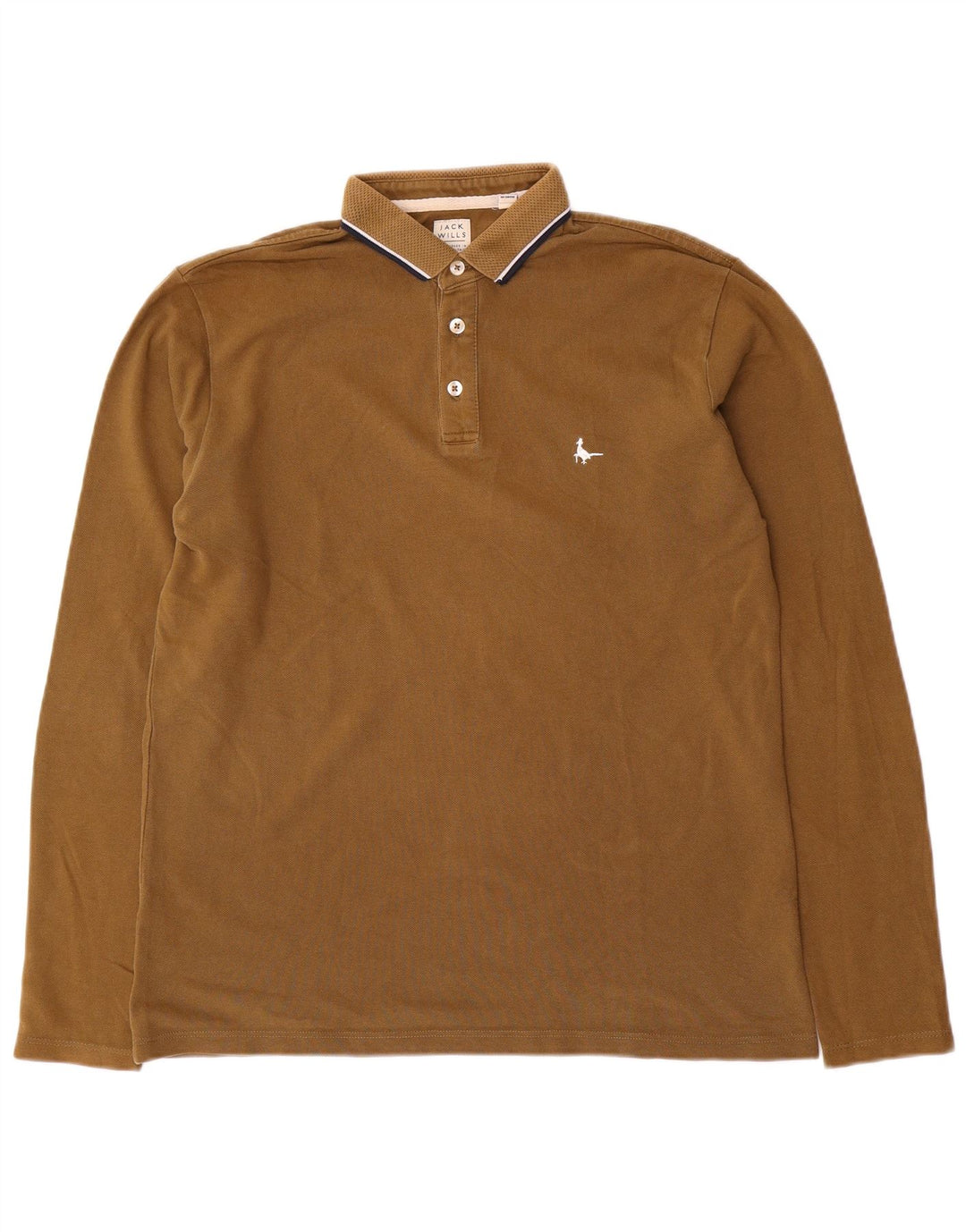 Jack Wills Langærmet poloshirt til mænd, lille Khaki Bomuld