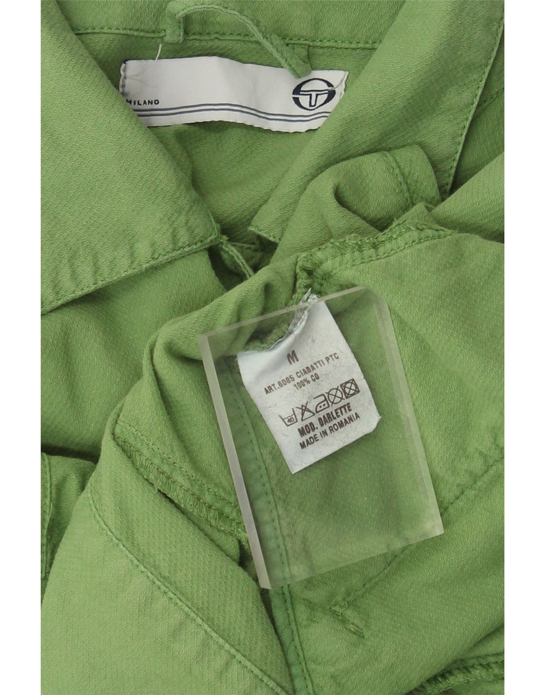 Sergio Tacchini Dame Milano Crop Utility Jacket UK 12 Medium Green Cotton
