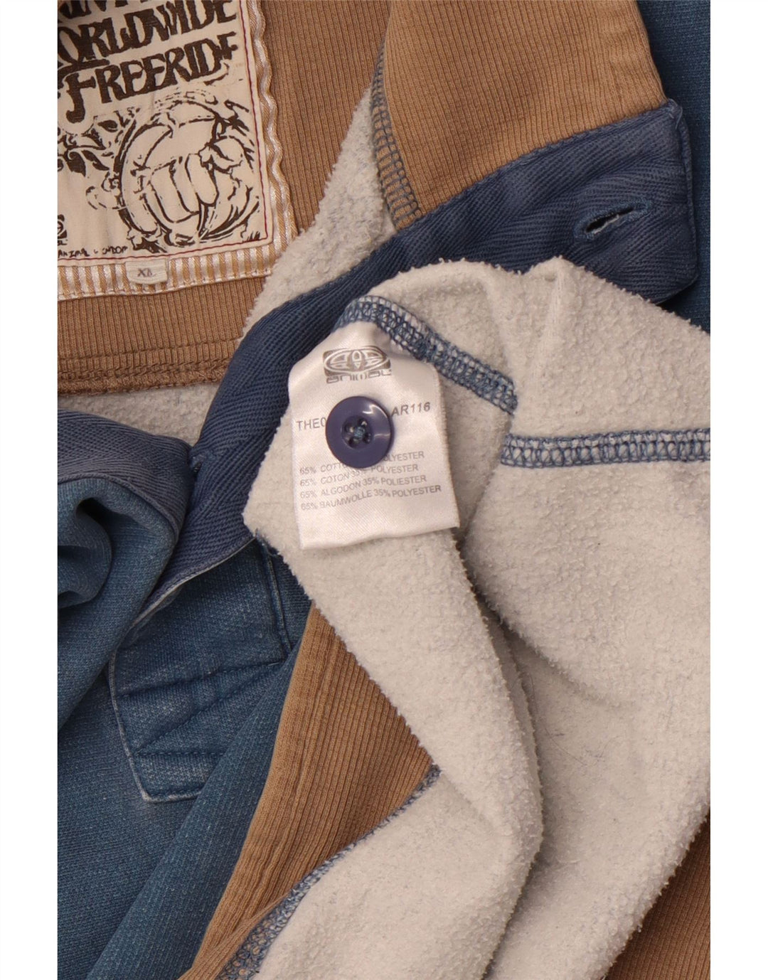 ANIMAL Herre Button Neck Sweatshirt Jumper XL Blå Bomuld