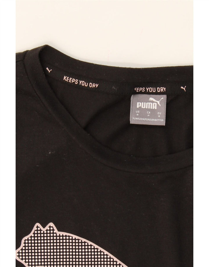 PUMA Womens Graphic T-Shirt Top UK 10 Small Black Polyester Vintage Puma and Second-Hand Puma from Messina Hembry 