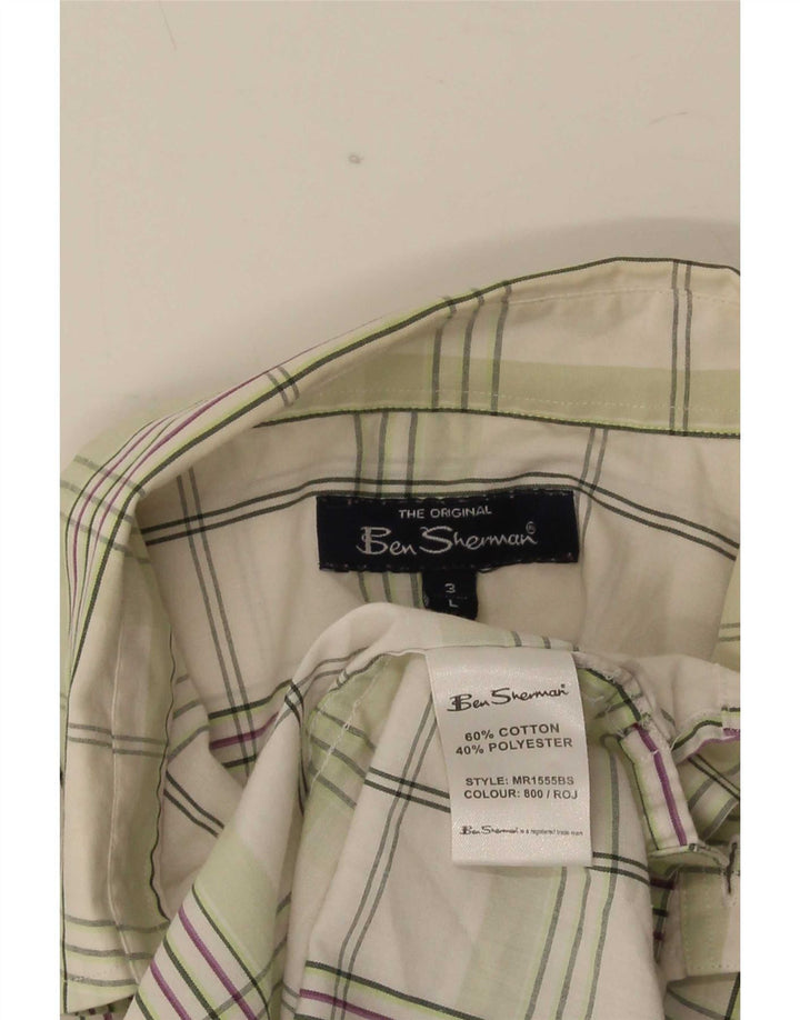Ben Sherman kortærmet herreskjorte Stor grøn ternet bomuld
