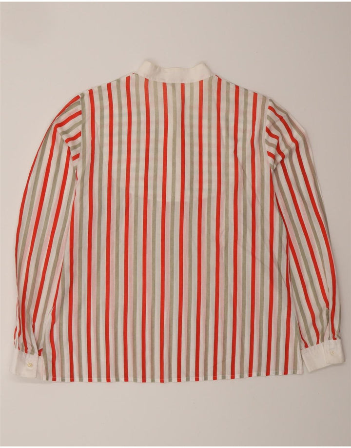 VINTAGE Dame Pullover Shirt UK 16 Stor flerfarvet stribet polyester