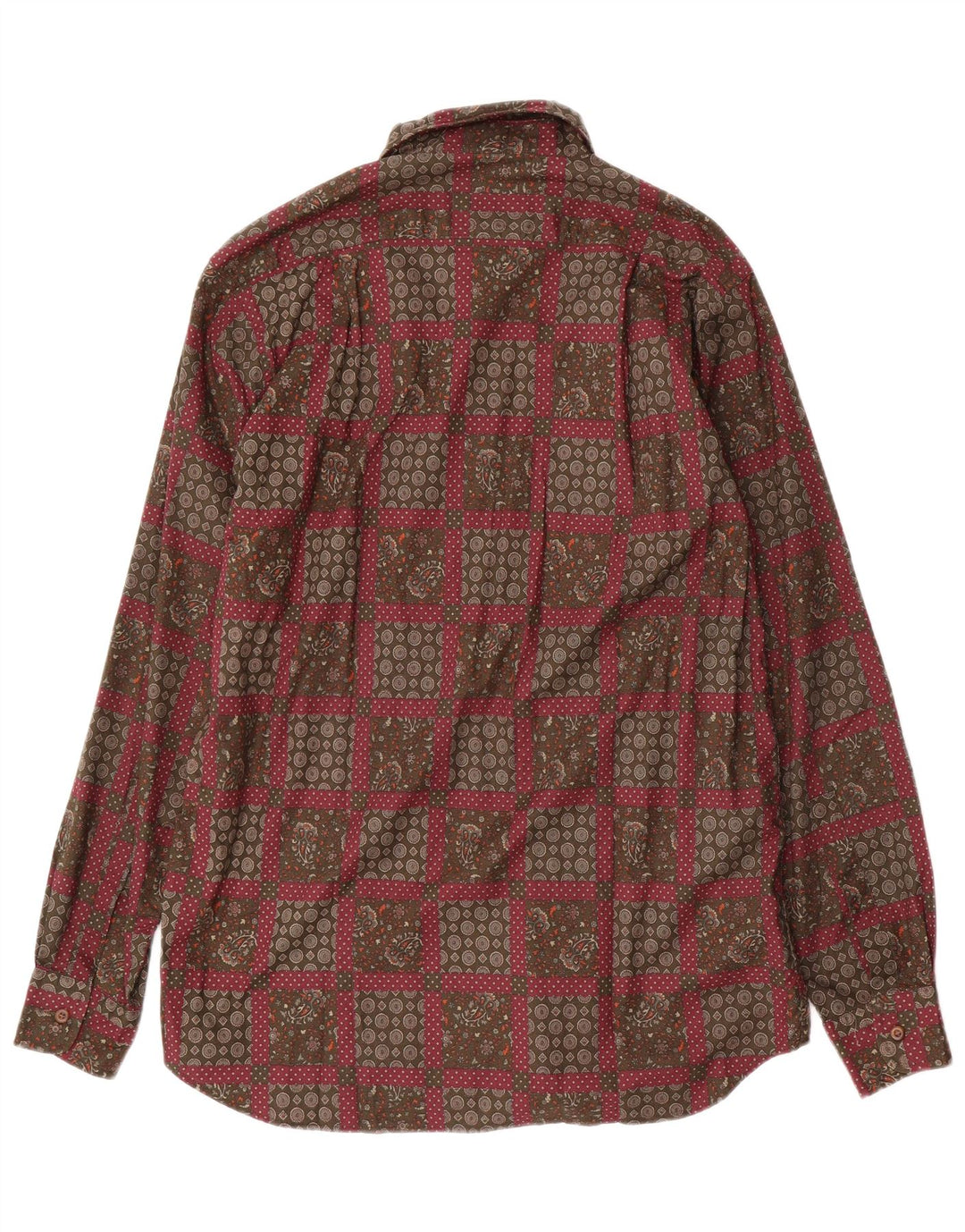 Grønne blade herreskjorte str. 38/39 Medium Rød Paisley Viscose