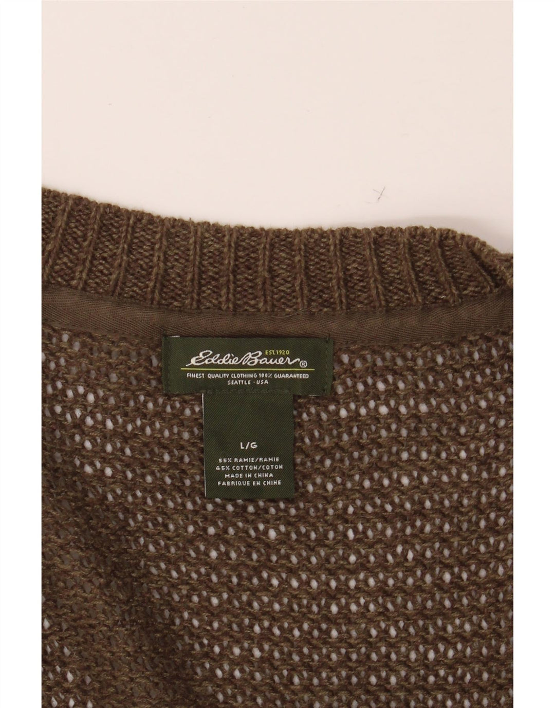 EDDIE BAUER Womens Cardigan Sweater UK 14 Large Brown Ramie Vintage Eddie Bauer and Second-Hand Eddie Bauer from Messina Hembry 