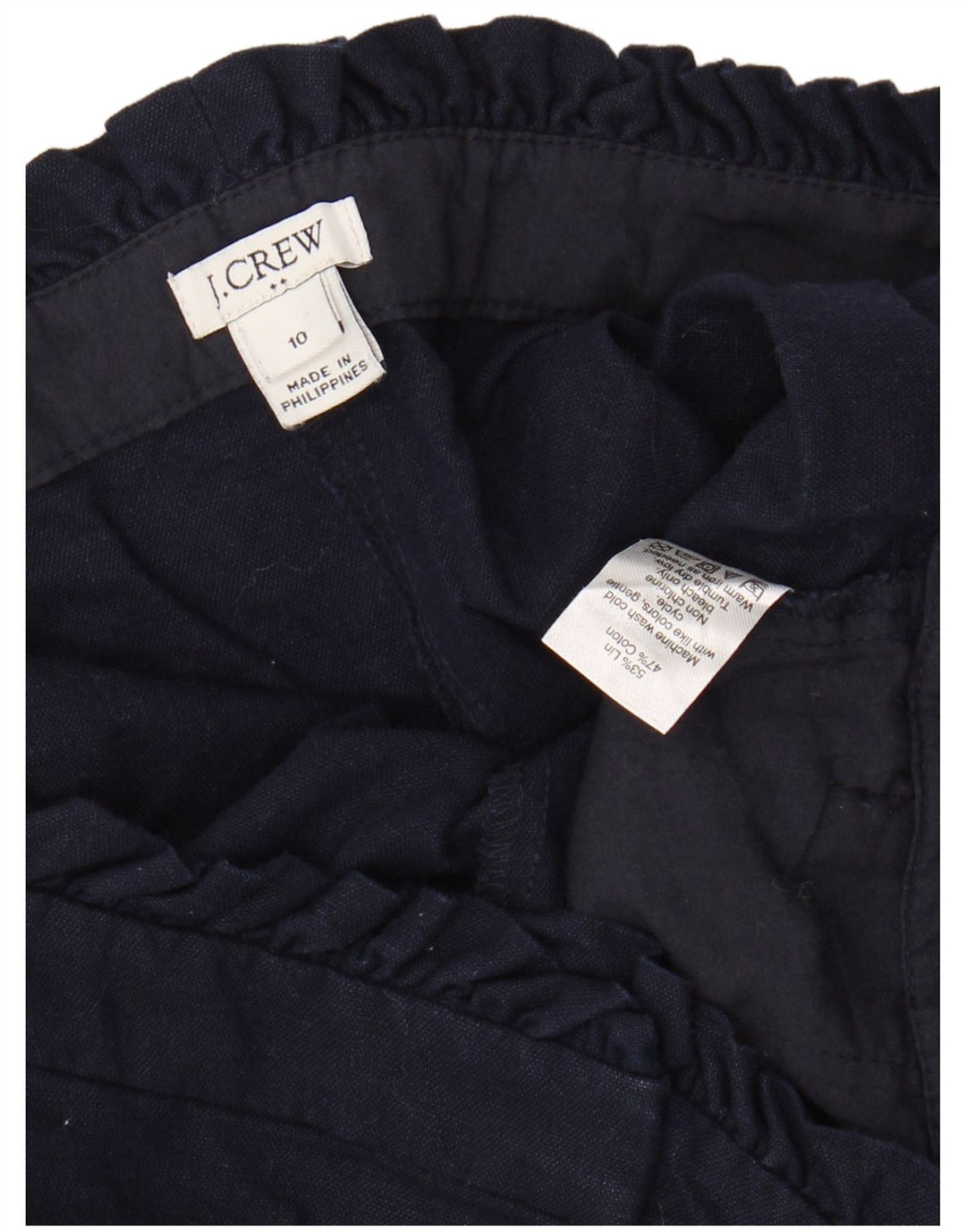 J. CREW Kvinder Chino Shorts med høj talje US 10 Large W30 Navy Blue Linen