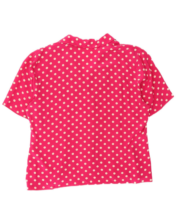 Alba Fornari Dame Kortærmet Bluse IT 48 XL Pink Polka Dot Silke