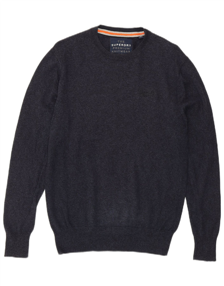 SUPERDRY Herre sweater med rund hals, medium marineblå bomuld