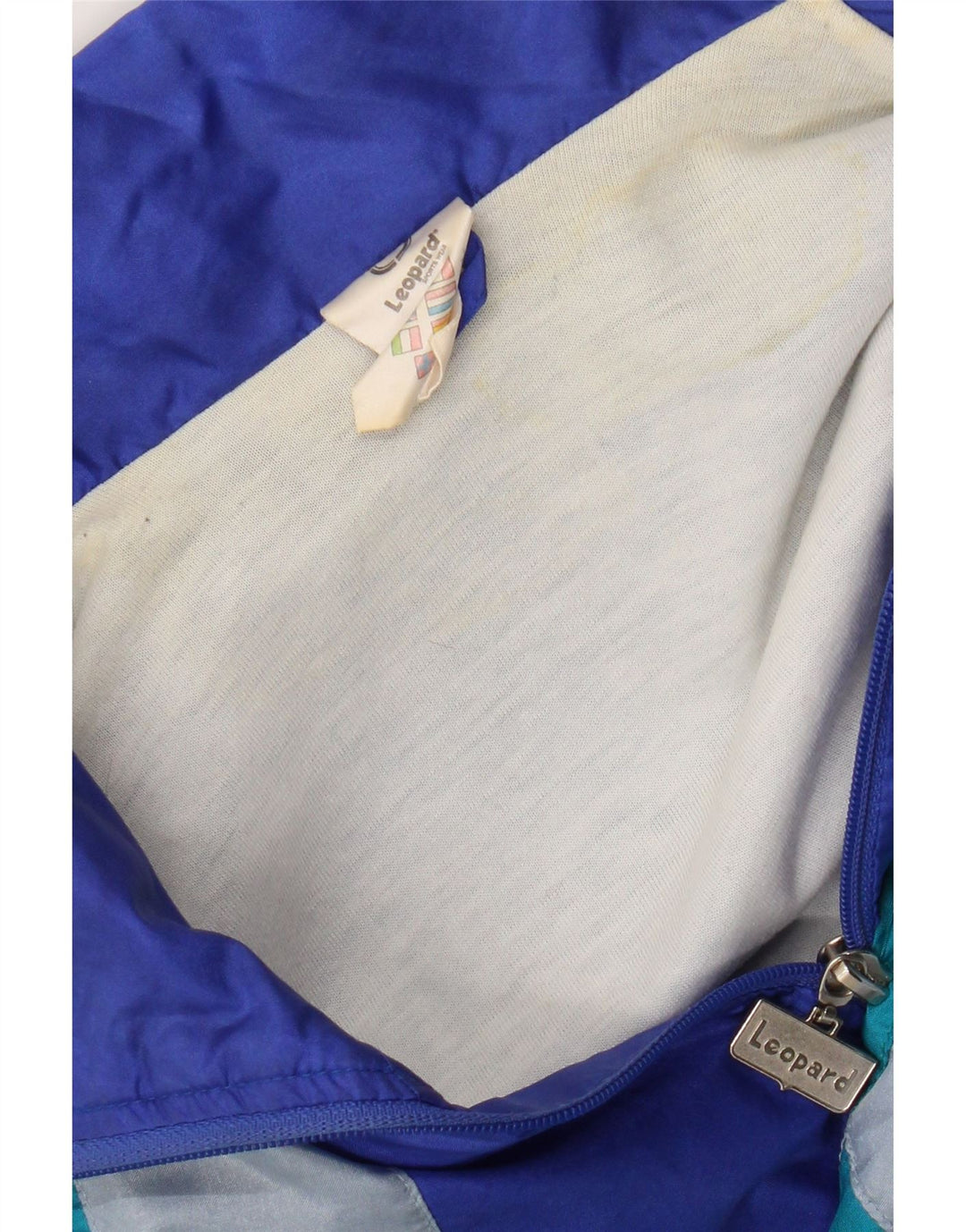 Leopard Træningsdragt Topjakke til mænd UK 42/44 Stor Blå Colourblock Nylon