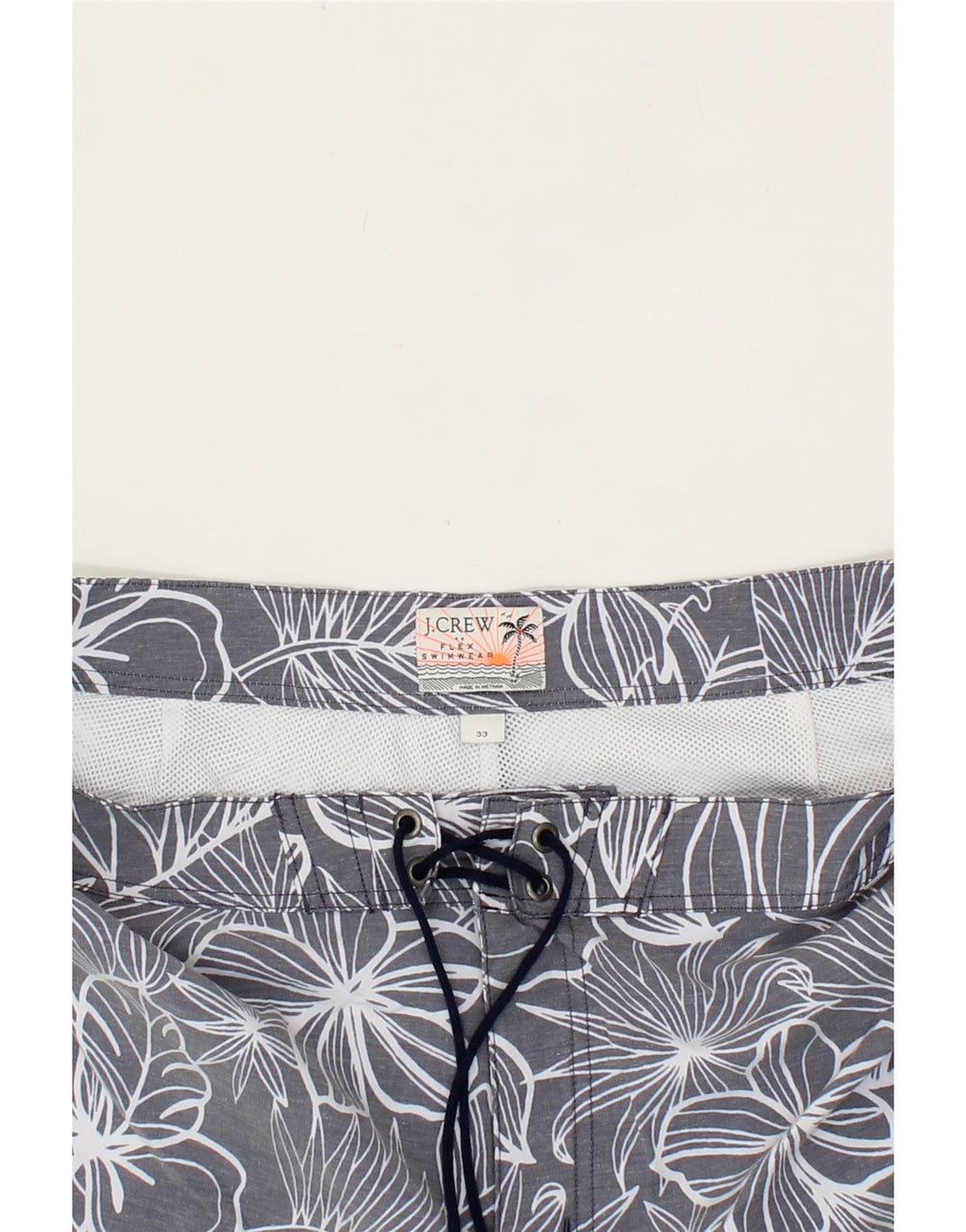 J. CREW Mens Flex Swimming Shorts W33 Medium Grey Floral Polyester Vintage J. Crew and Second-Hand J. Crew from Messina Hembry 