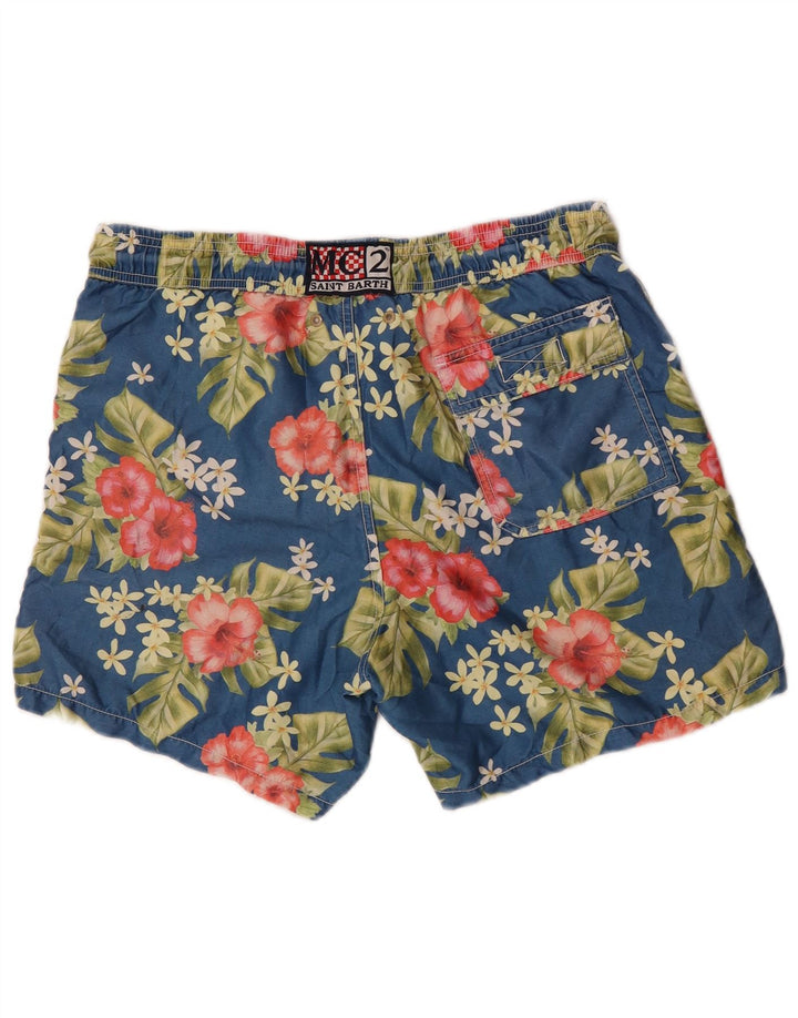 Saint Barth Badeshorts til mænd Small Blue Floral Polyester