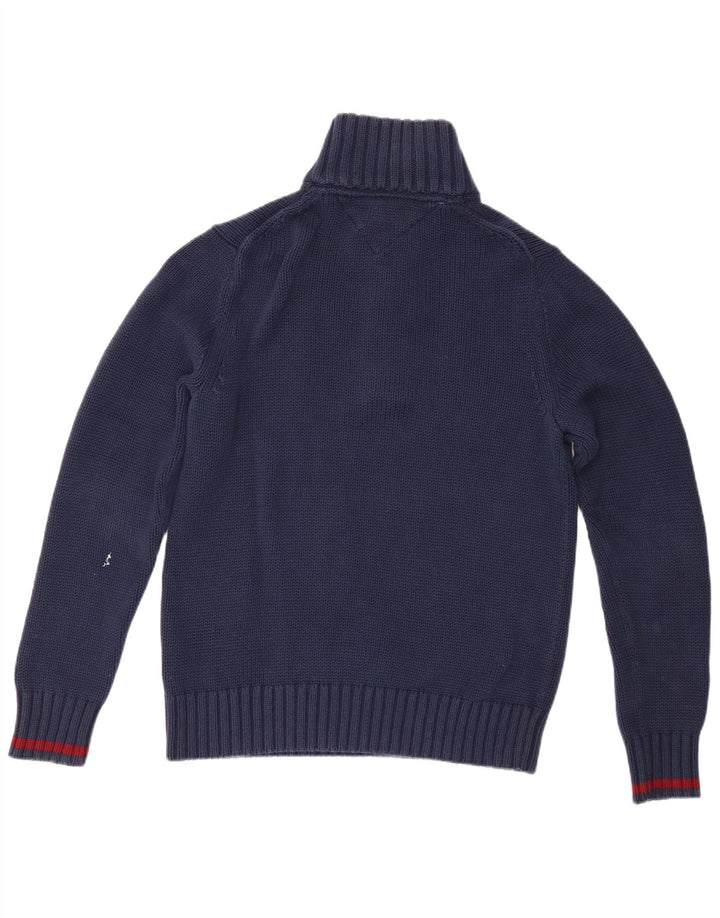 Tommy Hilfiger Herre Button Neck Jumper Sweater Medium Navy Blue Bomuld