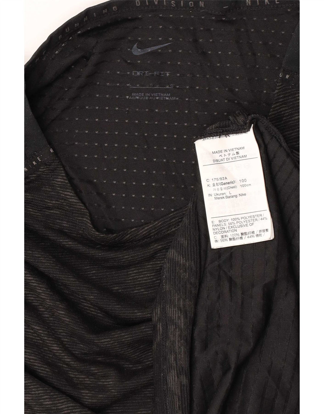 Nike Dame Dri Fit abstrakt mønster T-shirt top UK 14 Large Sort