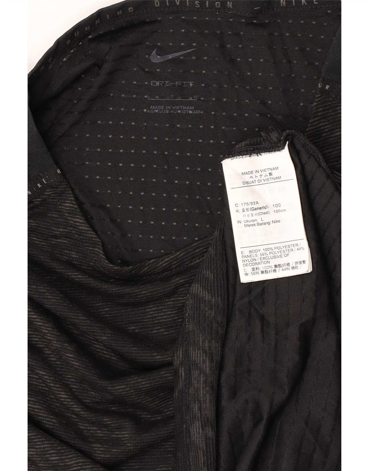 Nike Dame Dri Fit abstrakt mønster T-shirt top UK 14 Large Sort