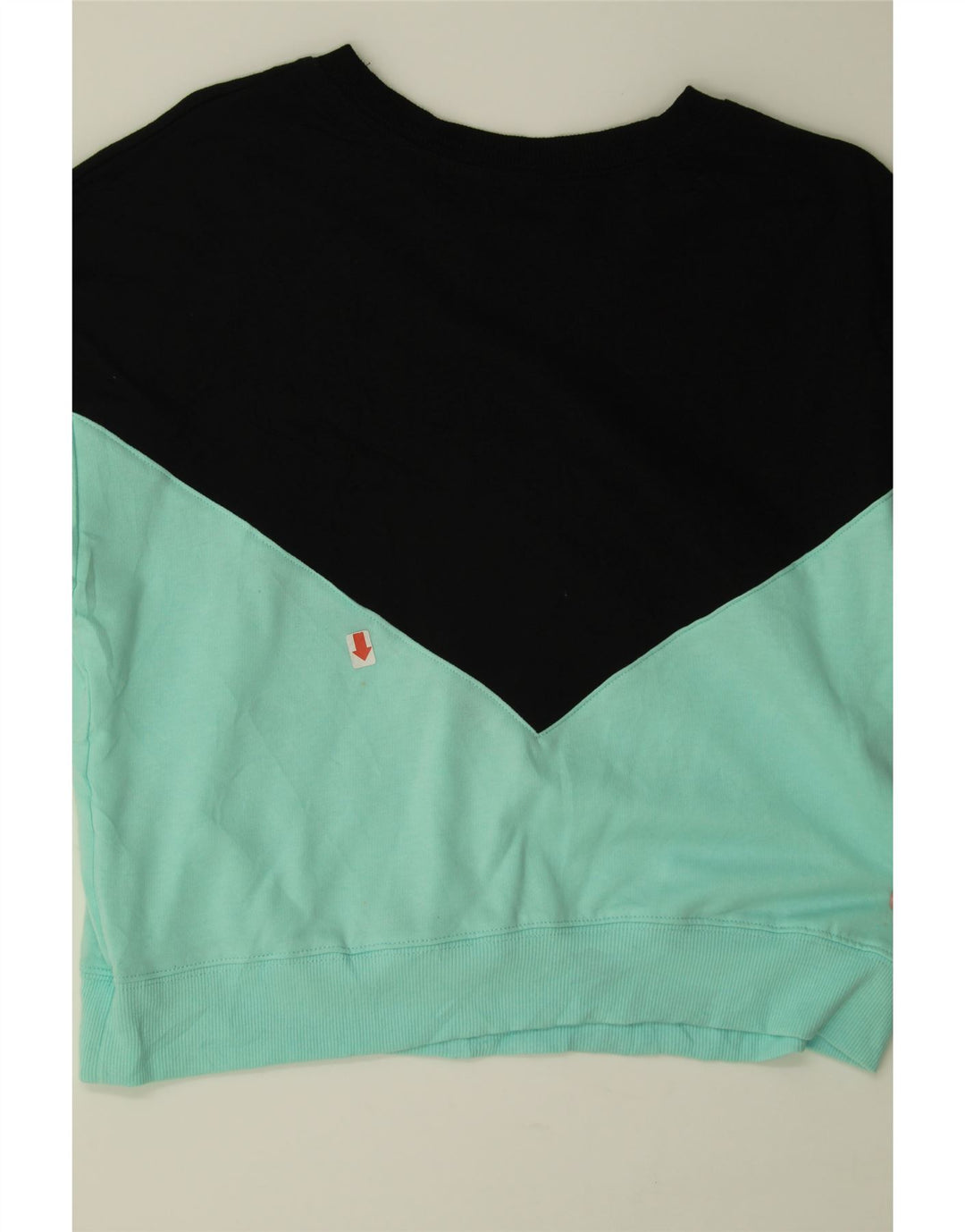 CHAMPION Womens Crop Sweatshirt Jumper UK 16 Large Blue Colourblock Vintage Champion and Second-Hand Champion from Messina Hembry 