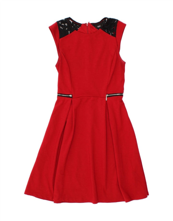 MOSSIMO Womens Sleeveless Swing Dress UK 10 Small Red Floral Polyester Vintage Mossimo and Second-Hand Mossimo from Messina Hembry 