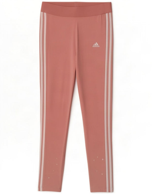 Adidas Womens Regular Fit Leggings UK 12/14 Medium Pink Bomuld