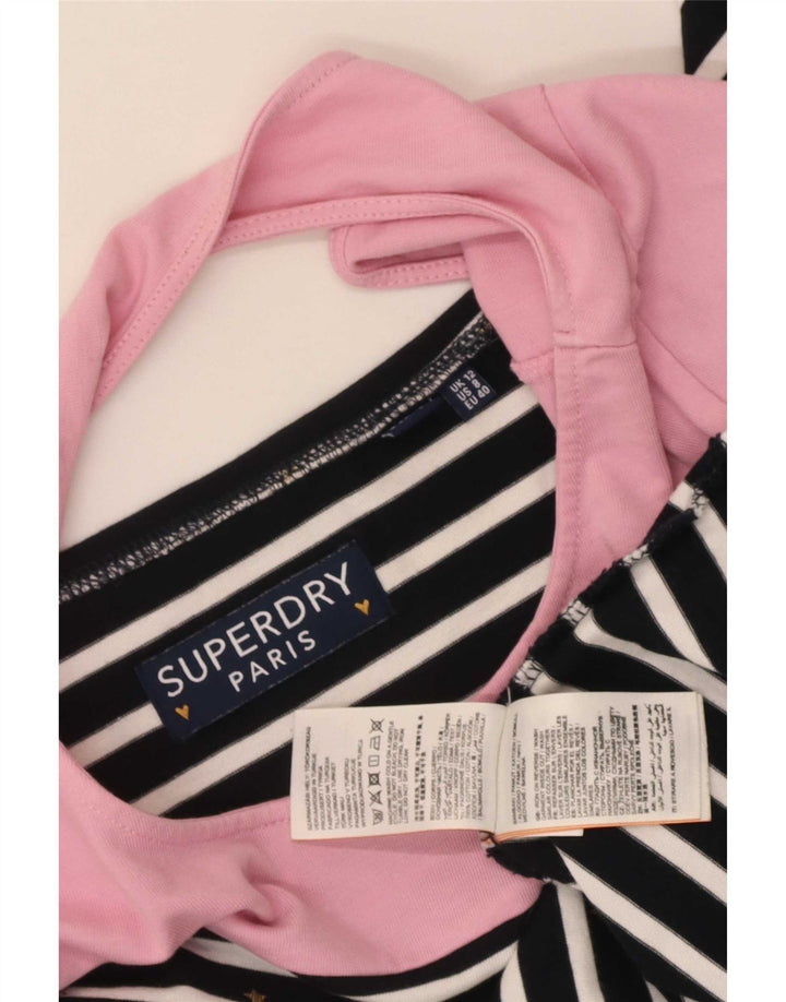 Superdry Dametop Langærmet UK 12 Mellem marineblå stribet bomuld