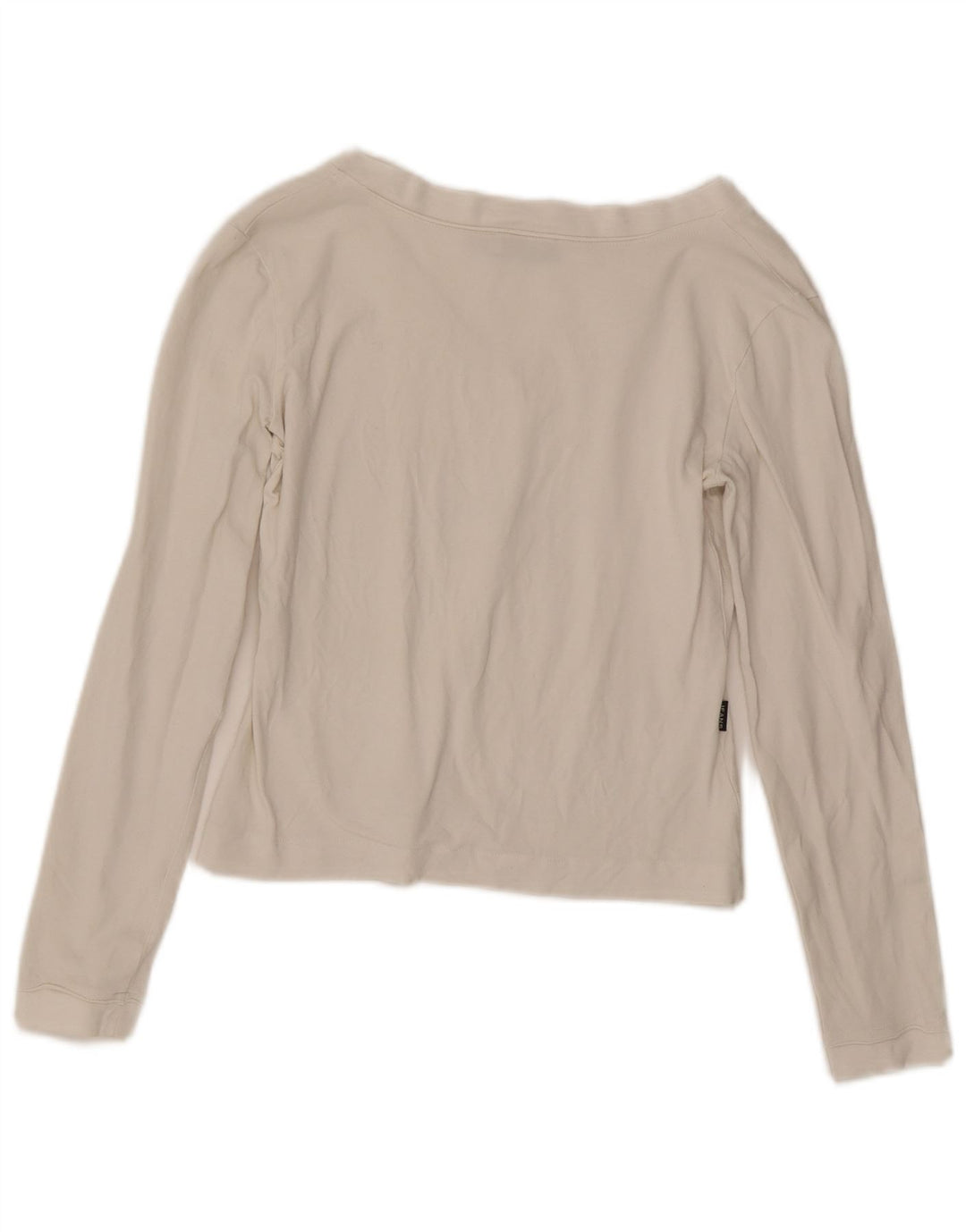 Moschino Womens Crop Grafisk Top Langærmet UK 14 Medium White Bomuld