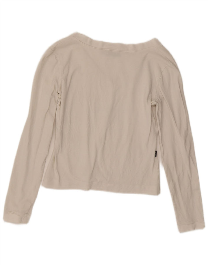 Moschino Womens Crop Grafisk Top Langærmet UK 14 Medium White Bomuld