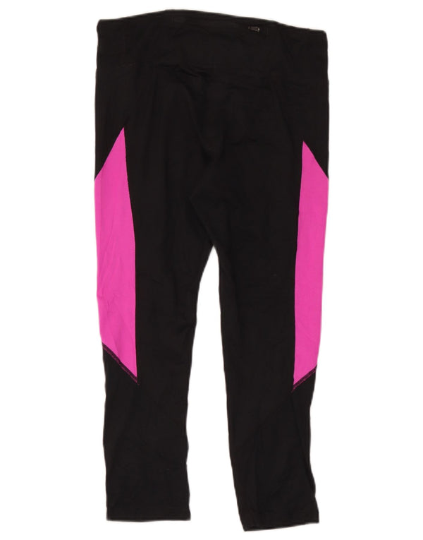 Nike Dame Dri Fit Leggings UK 12 Medium Sort Colourblock Polyester