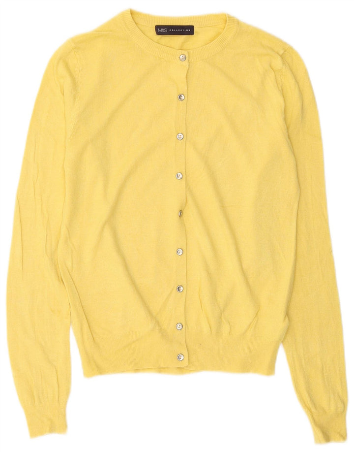 Marks & Spencer Dame Cardigan Sweater UK 8 Small Yellow Viscose
