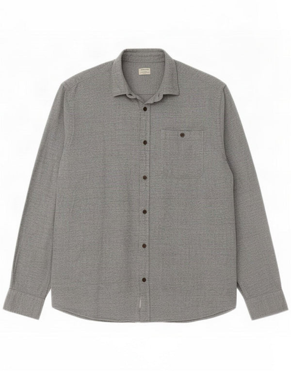 Jack & Jones Mens Flannel Shirt XL Grey Flecked Cotton
