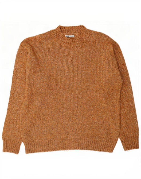 Zara Herre sweater med rund hals XL Brun Flecked