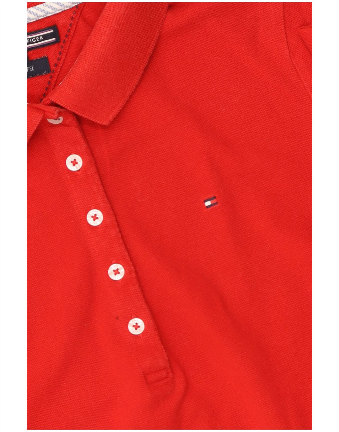 TOMMY HILFIGER Dame Slim Fit Polo Shirt UK 12 Medium Red