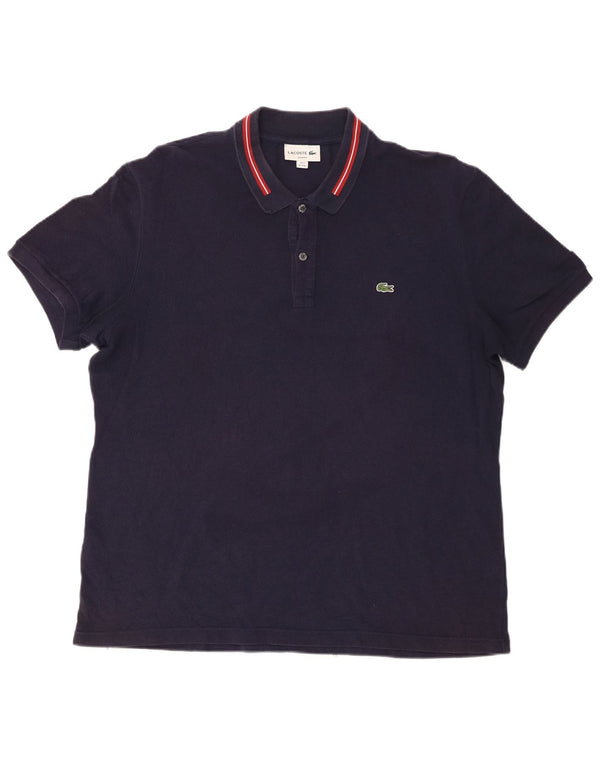 Lacoste Herre Polo Shirt Størrelse 7 2XL Navy Blue Bomuld