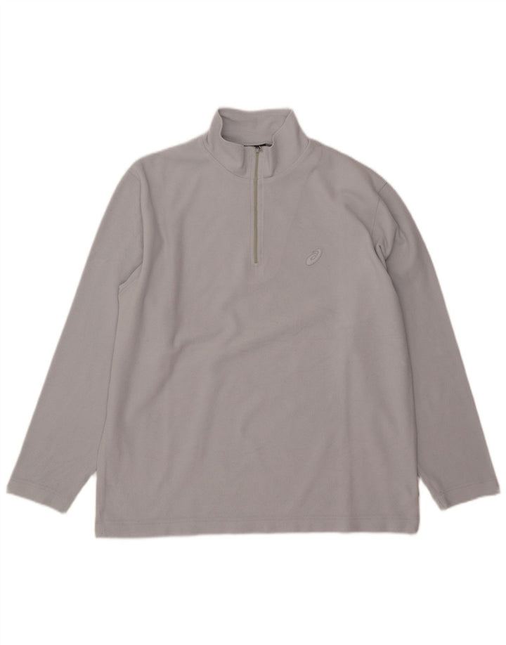 Asics herre lynlås hals fleece jumper stor grå polyester