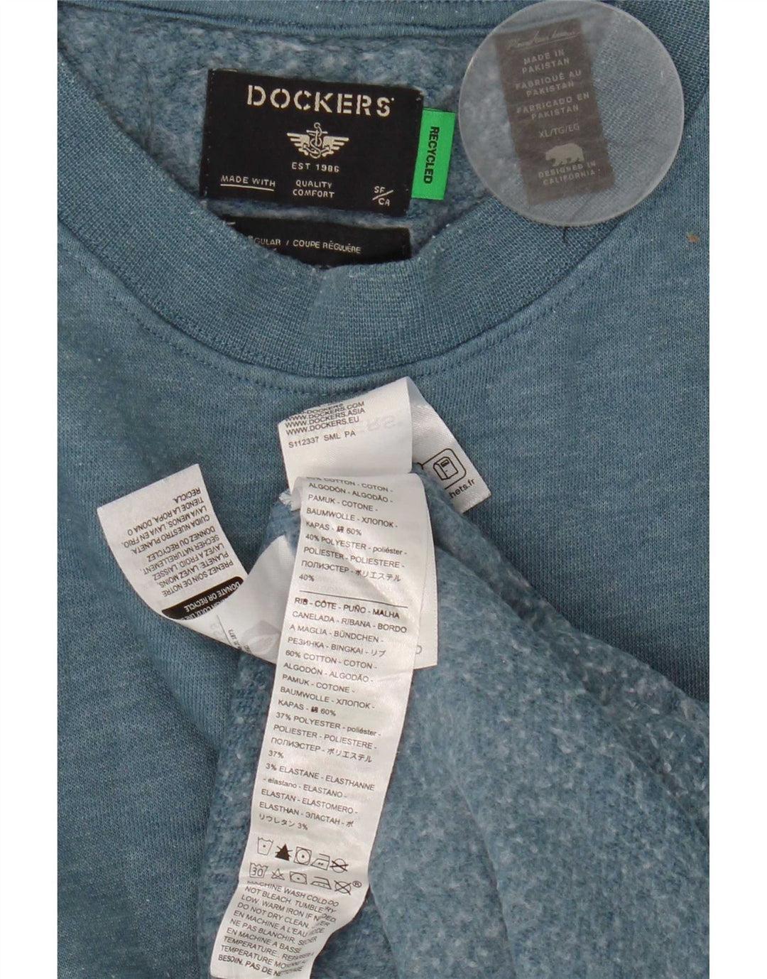 Dockers Herre Sweatshirt Jumper XL Blå Bomuld