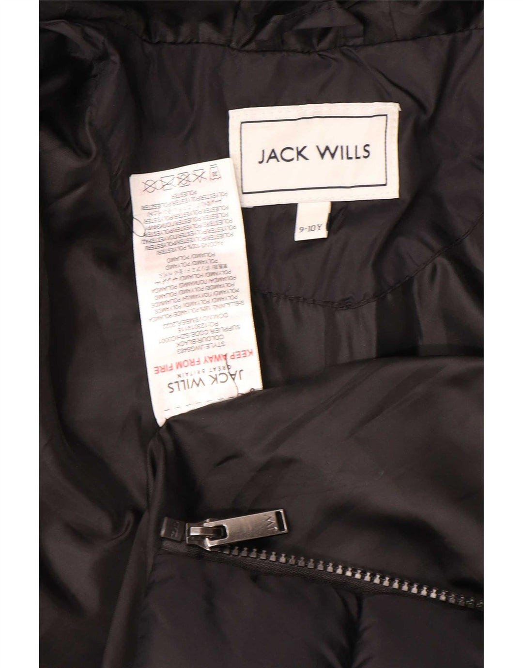 Jack Wills drenge hættepolstret jakke 9-10 år sort polyamid