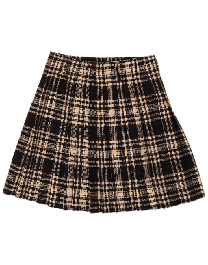 Vintage slå-om nederdel til kvinder W26 lille sort plaid