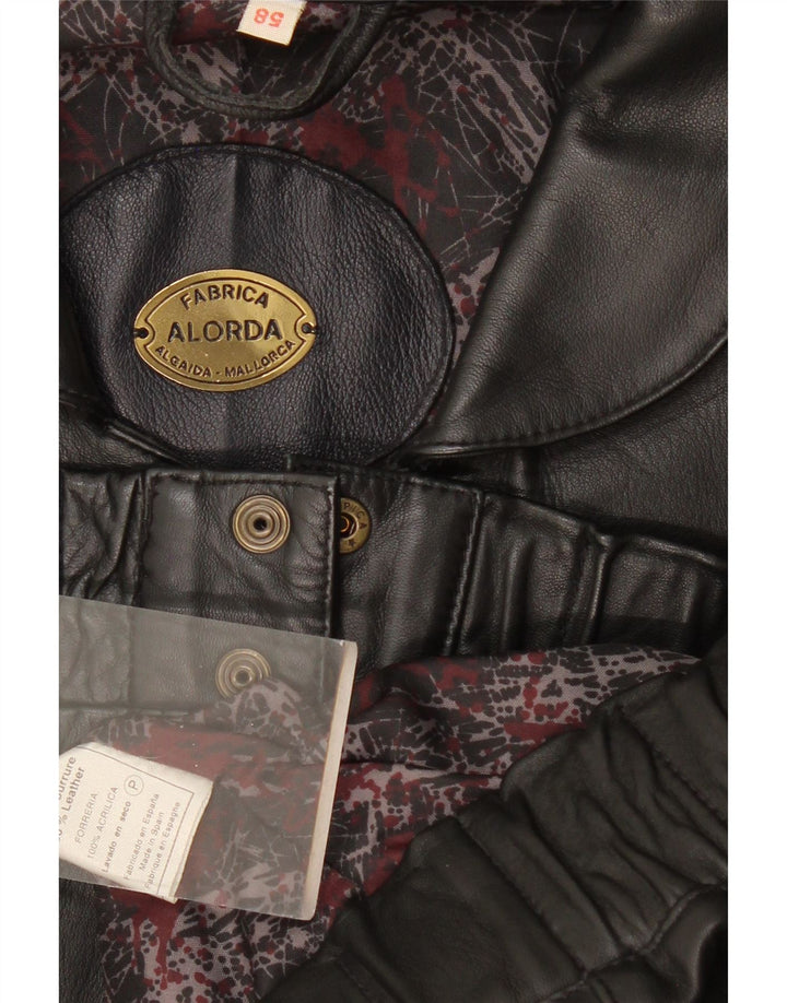 Vintage Herre Læder Gilet IT 58 3XL Sort Læder