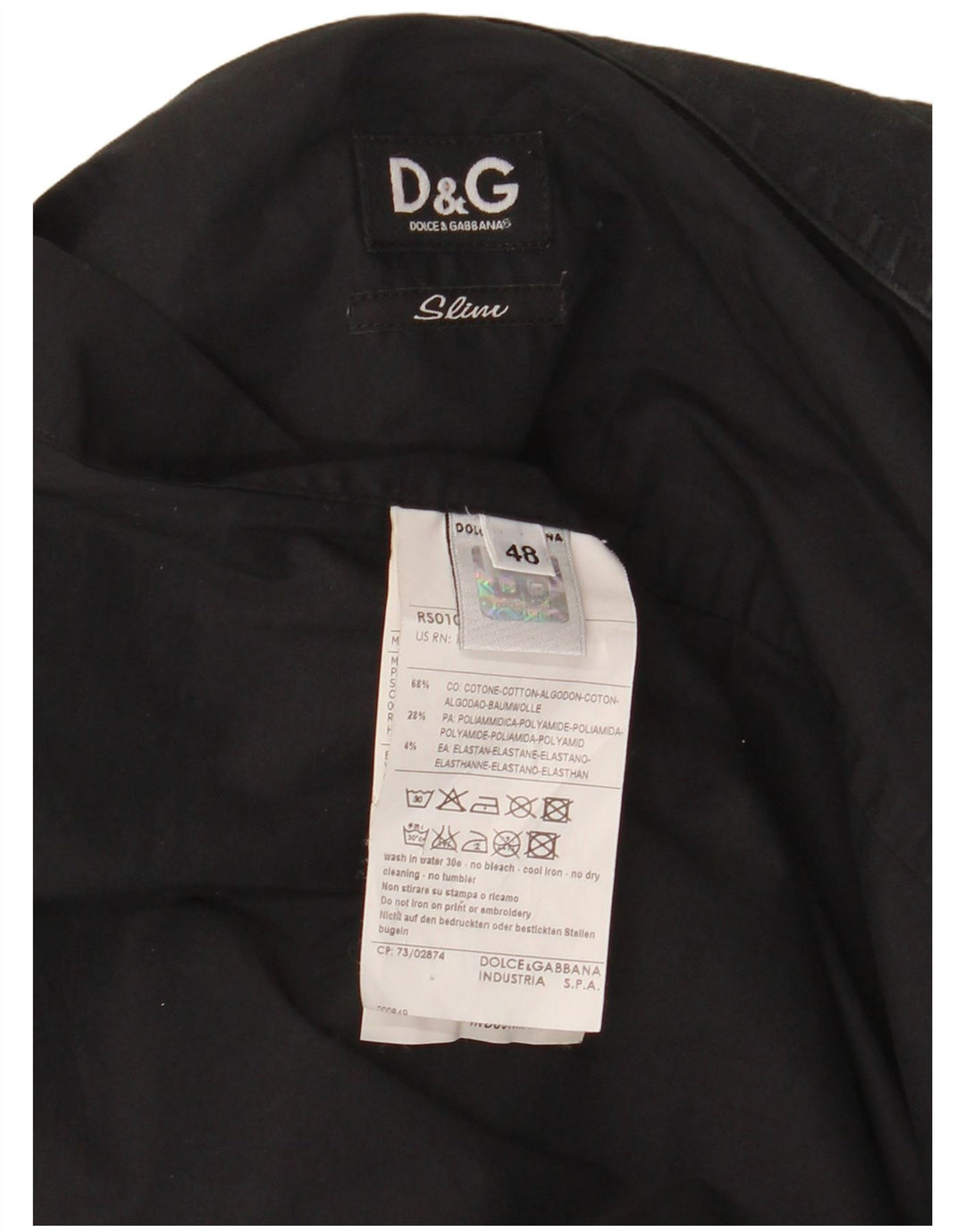 Dolce & Gabbana Herre Slim Shirt IT 48 Medium Sort Bomuld