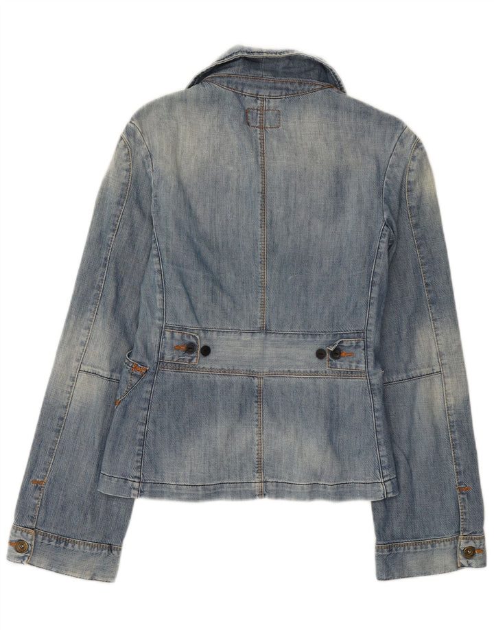 Lee Dame 3 Knapper Denim Blazer Jacket UK 10 Lille Blå Bomuld