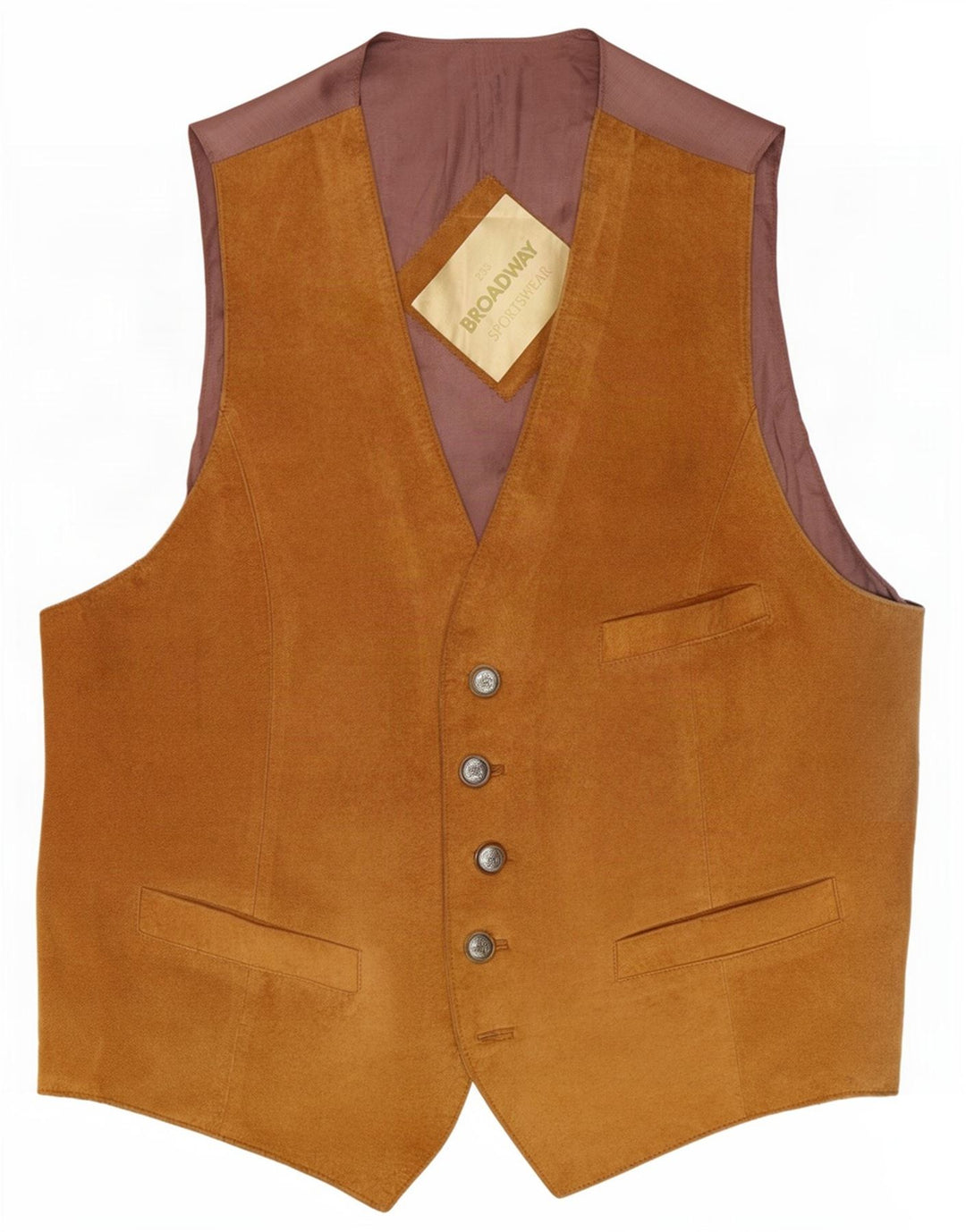 Broadway Herre ruskindsvest IT 52 Stort beige læder