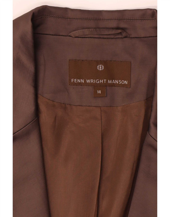 Fenn Wright Manson Dame 3/4-ærmet blazerjakke UK 14 Stor Brun