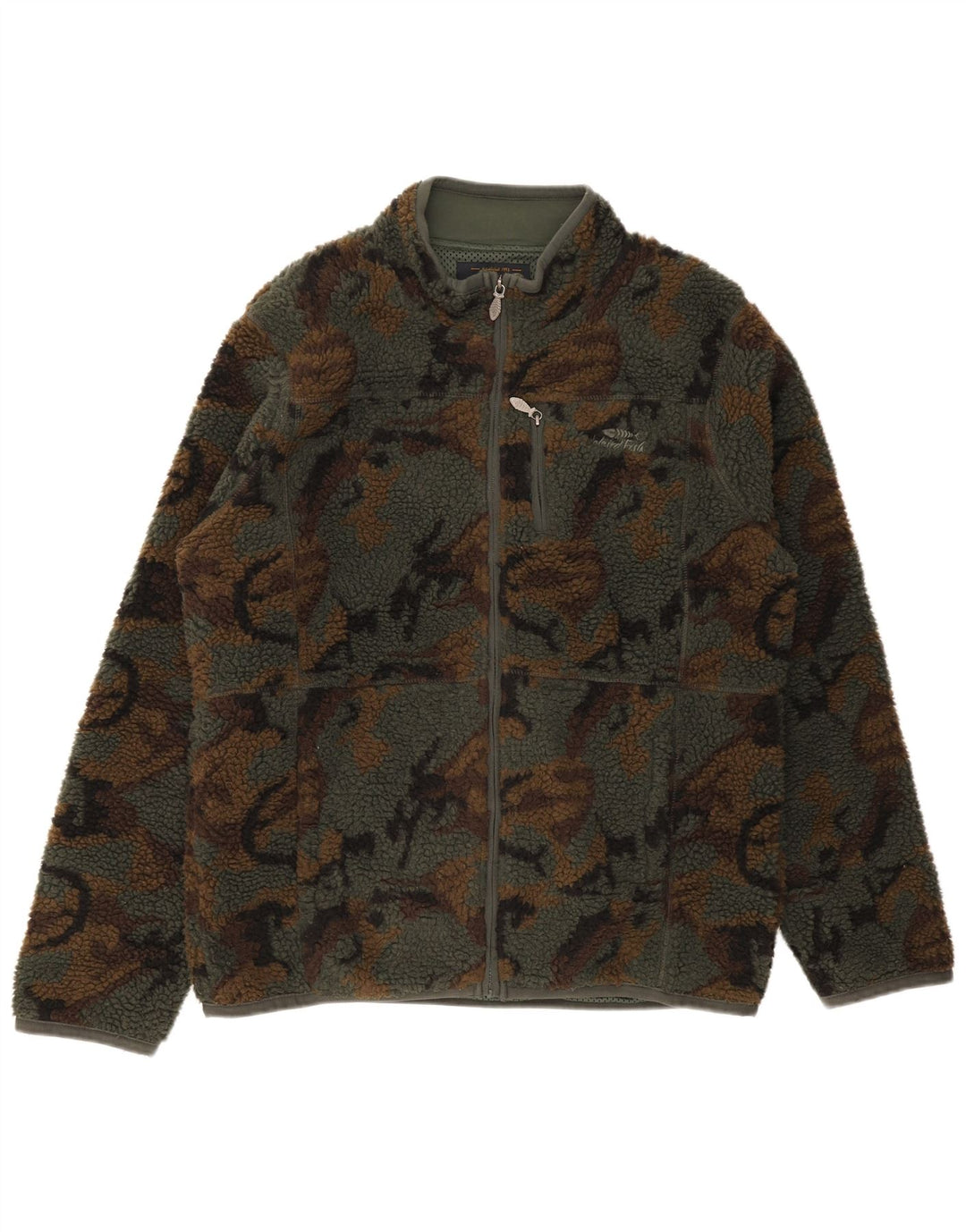 Weird Fish Herre Fleecejakke UK 40 Large Khaki Camouflage Polyester