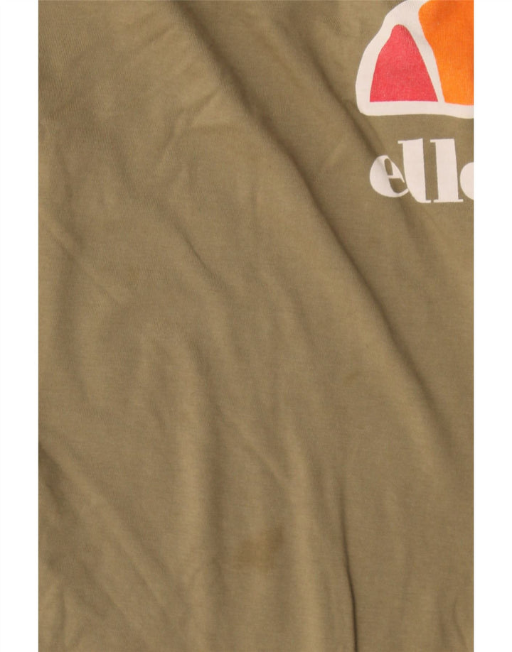 Ellesse Kvinder Oversized Grafisk T-Shirt Top UK 12 Medium Khaki Colourblock