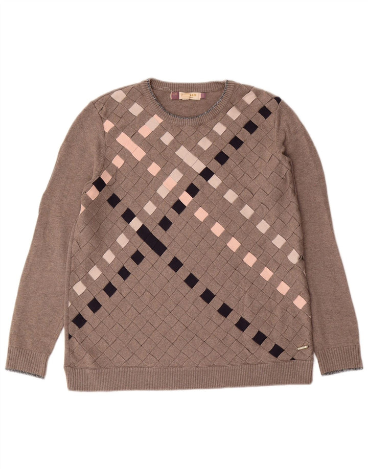 Ted Baker dametrøjetrøje med rund hals str. 3 Medium Grey Argyle/Diamond