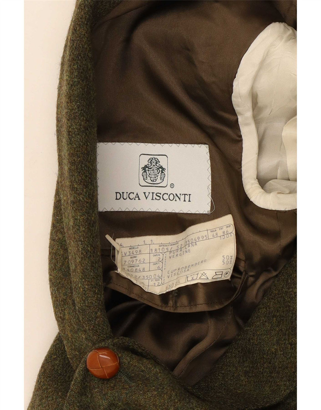 Duca Visconti Herre 3-knaps blazerjakke IT 48 Medium Khaki Wool