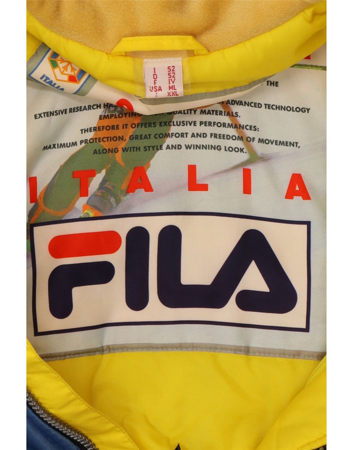 Fila Herre Italia Skijakke med hætte IT 52 XL Blå Colourblock Polyamid