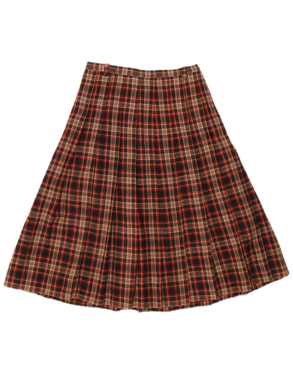 Vintage kvindekniv plisseret nederdel W24 XS rød plaid klassisk