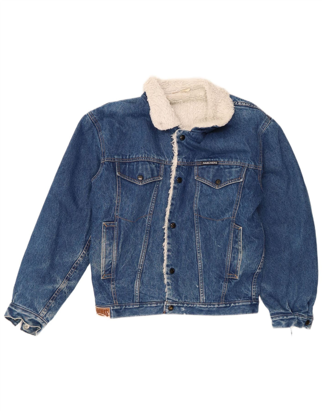 Vintage Herre Denim Sherpa Jacket UK 38 Medium Blue