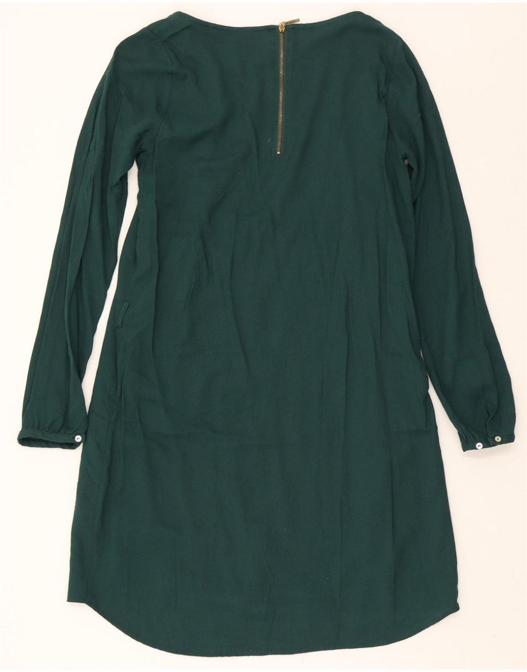 ZARA Womens Long Sleeve A-Line Dress UK 12 Medium Green Vintage Zara and Second-Hand Zara from Messina Hembry 