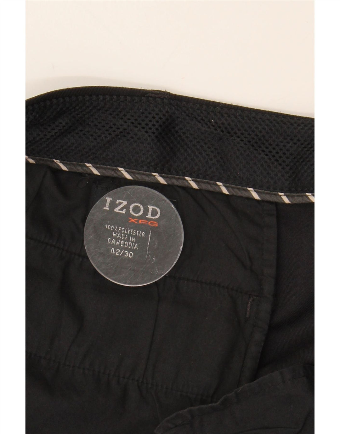IZOD Mens Straight Suit Trousers W42 L30 Black Polyester Vintage Izod and Second-Hand Izod from Messina Hembry 