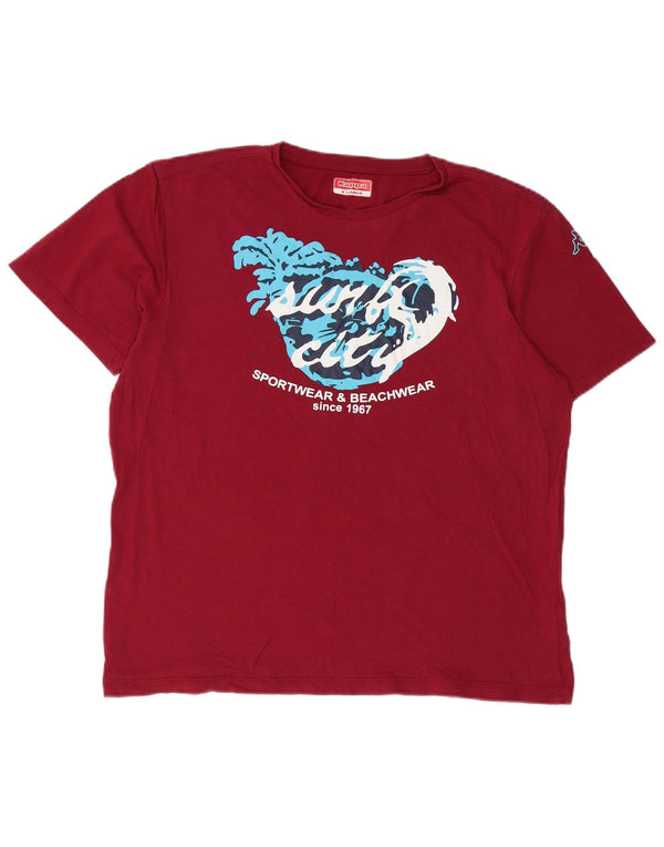 Kappa Dame Grafisk T-Shirt Top XL Bourgogne bomuld