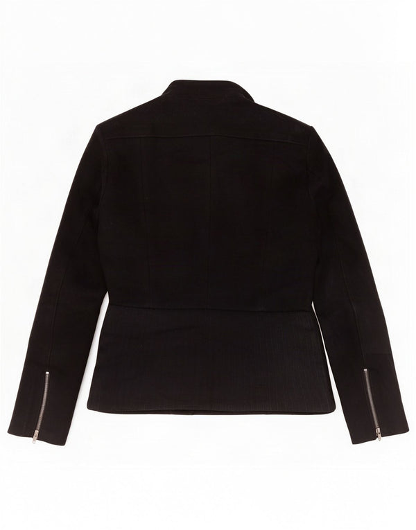 Reiss Womens Biker Jacket UK 10 Small Black Wool